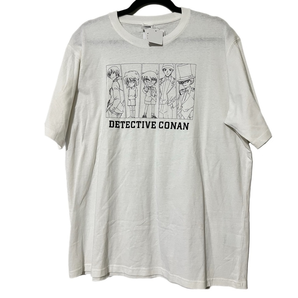 DETECTIVE CONAN size large pullover white short sleeve t-shirt black graphic NWT